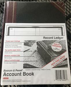 Boorum &amp; Pease Record/Account Book Record Rule Black/Red 300 Pages 9 5/8 x 7 5/8