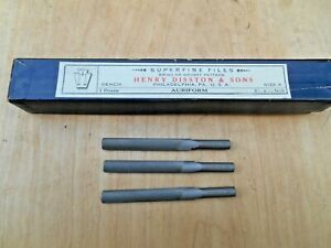 HENRY DISSTON  &amp; SONS ,BENCH FILE , AURIFORM,  00 CUT , 3-1/4&#034; x 1/4&#034; , LOT OF 3