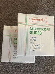 72 Blank Plain Microscope Slides.  75x25mm, 1-1.2mm Thick