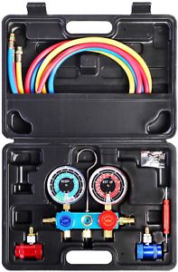 AC Manifold Diagnostic Gauge Air Conditioner Refrigerant Charging Set with 5FT