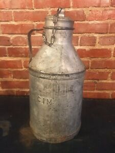 Antique Buhl “CIM” Metal Milk Creamer Can Rustic Decor Farmhouse Style 1900s