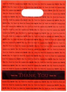 9x12 Orange&#034;Thank You&#034; Die Cut Handle Plastic 50 Count (Pack of 1), Orange