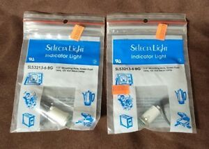 2 Selecta SL53213-6-BG Green Indicator Lights 125V Neon Lamp Flush Lens