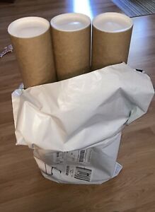 Three 4x30 Premium Kraft Mailing Shipping Poster Tubes w/Plastic End Caps Round