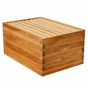 Heavy Wax Coated Langstroth Unassembled Deep/Brood Box with Frames and Beeswa...
