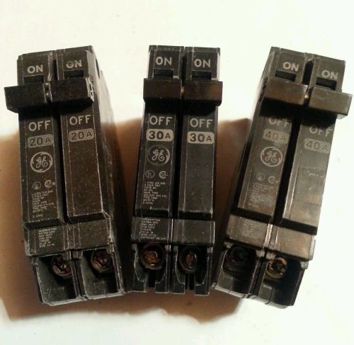 General electric ge 2/p 20 amp ,30,&amp; 40 amp thin 120/240v circuit breaker  lot for sale