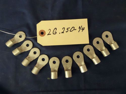 10) 2 gauge battery / welding / electrical cable tinned copper lugs .250 / 1/4&#034; for sale