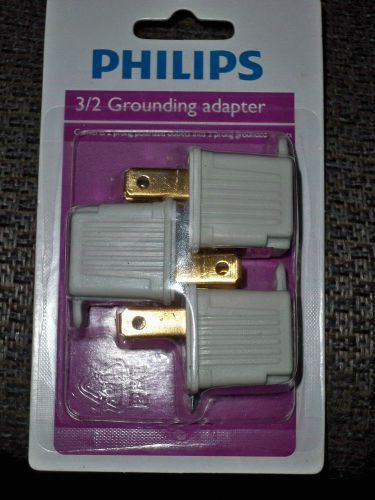 3 AC PLUG ADAPTERS Convert 3 prong to 2 blade grounding outlet PHILIPS phillips
