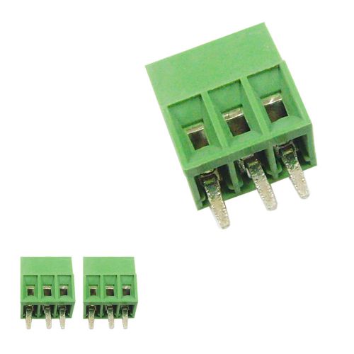 2 pcs 2.54mm Pitch 150V 6A 3P Poles PCB Screw Terminal Block Connector Green