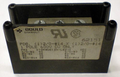 Gould shawmut 62151 1-pole 600v cu only power distribution block assembly for sale