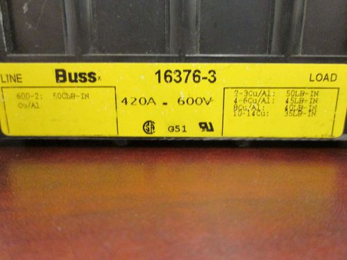 Bussmann Power Distribution Block 16376-3, Line 600MCM, Load (9) 2/0#14, 3P Used