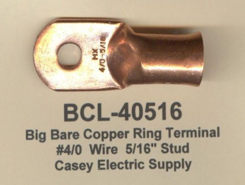 2 Big Bare Battery COPPER Ring Terminal Connector #4/0 Wire AWG 5/16&#034; Stud MOLEX