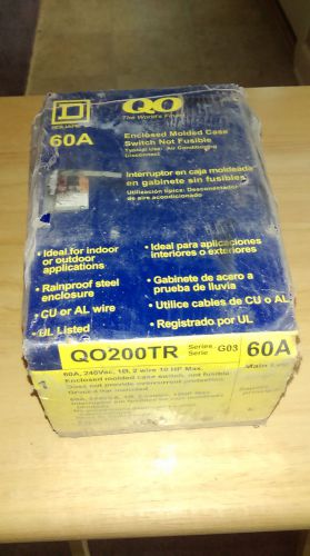 Square d non-fused disconnect qo200tr 60a, 240vac 1 phase 2 wire 10 hp max for sale