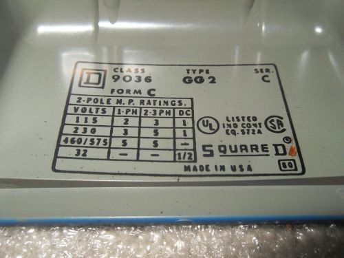 (Y2-4) 1 USED SQUARE D 9036-GG2 SER C FLOAT SWITCH
