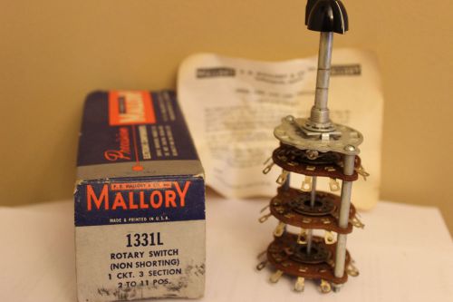 Vintage Mallory Rotary Switch 1331L 2-11 Position Non-Shorting