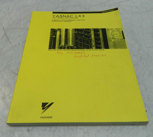 Kia / yasnac lx3 for turning applications operator&#039;s manual, toe-c843-9.21e for sale