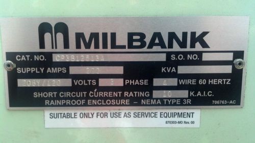 Milbank 200 amp pedestal 3 phase for sale
