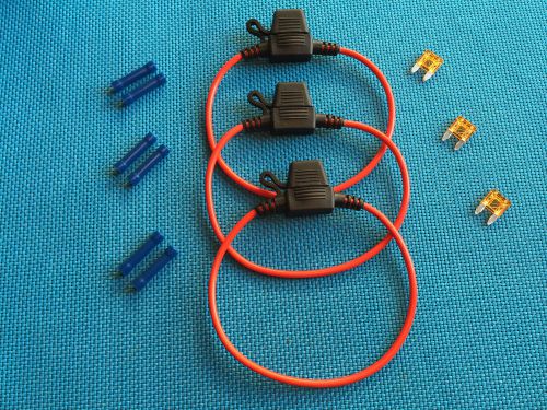 Daier mini atm inline  fuse holder kit  5a lot of 3 w/ covers fuses &amp; connectors for sale