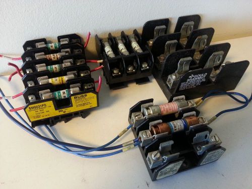 Mixed Lot of 8 Bussman, USD, Gould Shawmut, etc. Fuse Holders W/ Misc. Fuses