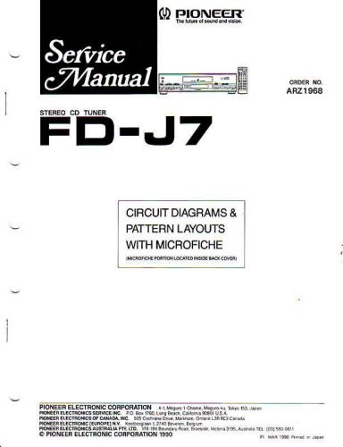 PIONEER Service MANUAL w/microfiche FD-J7 ARZ1968