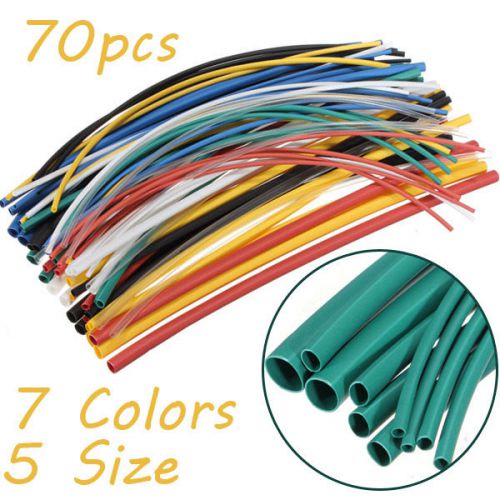 70pcs 5 sizes assortment polyolefin h-type heat shrink tubing sleeving wrap wire for sale