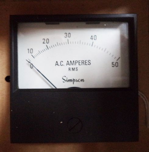 NOS Simpson Model 2152, #17673 Rectangular 2 1/4&#034; Panel Meter 0-50 AC Amps RMS