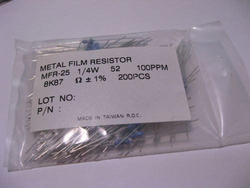 Qty 200 8K87 8870 Ohm 1/4 Watt 1% Metal Oxide Resistors - NOS