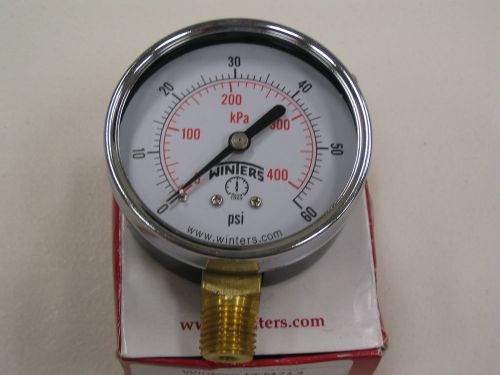 Winters pem213 economy 2.5&#034; 0-60 psi/kpa pressure gauge 1/4&#034; btm for sale