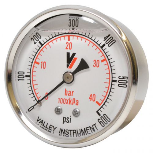 Valley grade a back mount 2 1/2in glycerin filled gauge-0-600 psi #2240gxb600 for sale