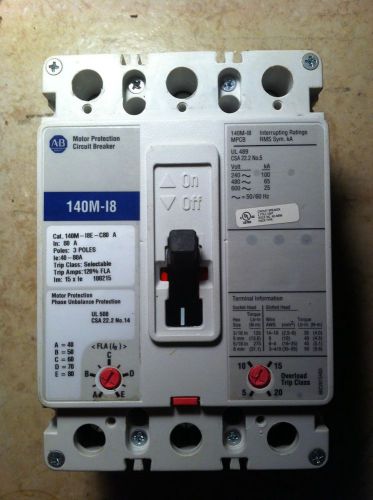 Allen Bradley Motor Protection Circuit Breaker 140M-I8E-C80 A With Extras