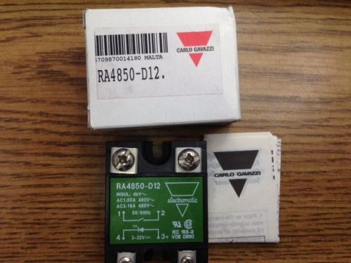 NEW Carlo Gavazzi 480 VAC  Solid State Relay RA4850-D12 3-32VDC