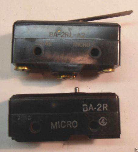 LOT OF 2 MICRO LIMIT SWITCH (1) BA-2R (1)BA-2R1-A2