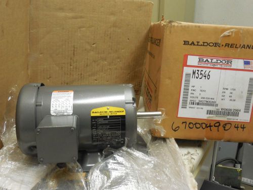BALDOR INDUSTRIAL MOTOR M3546 1 HP 208-230/460 V 3.6-3.4/1.7 A 1725 RPM PH 3