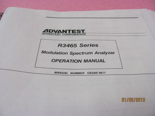 ADVANTEST R3465 Series: Mod. Spectrum Analyzer - Operation Manual OED00 9611