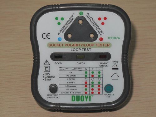 DY207A (UK Version) Electrical Socket Polarity &amp; Loop Impedance &amp; RCD Tester