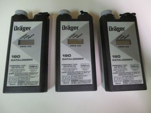 Lot of (3) Drager 190 Datalogger Premissible Toxic Gas Detectors w/ Function Key