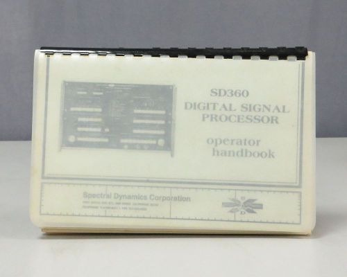Spectral Dynamic Corp SD360 Digital Signal Processor Operator Handbook
