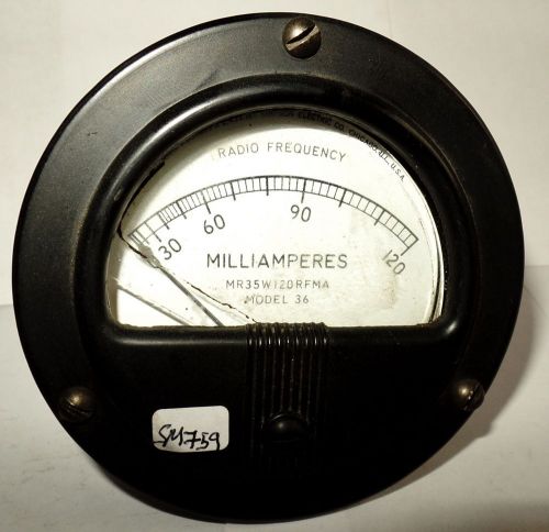 Vintage simpson rf dc ammeter radio frequency current panel meter 0-120 ma d.c for sale