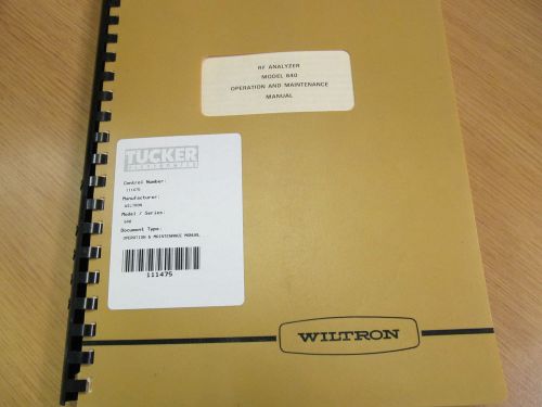 Wiltron 640 rf analyzer operation / service manaul w schematics c 1/78 for sale