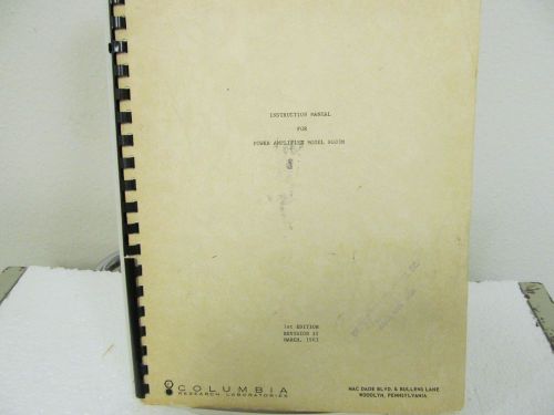 Columbia Research 8003M Power Amplifier Instruction Manual w/schematics