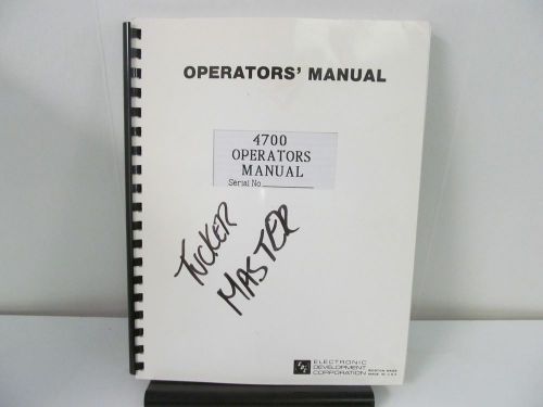 Electronic Development 4700 Controller Voltage Source Operator&#039;s Manual w/schema