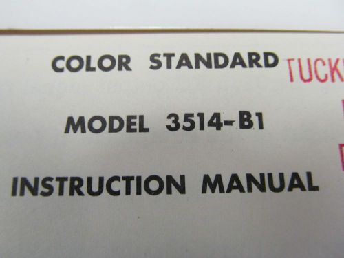 Telechrome 3514-B1 Color Standard Instruction Manual w/ Schematics 46395