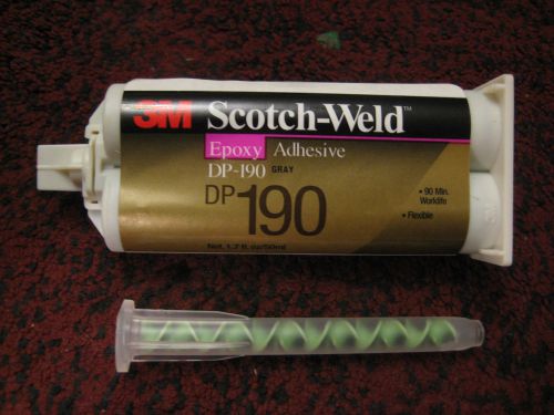 ONE NEW 3M SCOTCH-WELD EPOXY ADHESIVE GRAY DP-190 1.7 OZ WITH MIXING NOZZLE