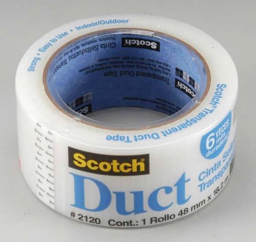 3M Scotch Clear Transparent Duct Tape 1.88 in x 20 yd 2120-A Indoor Outdoor NEW