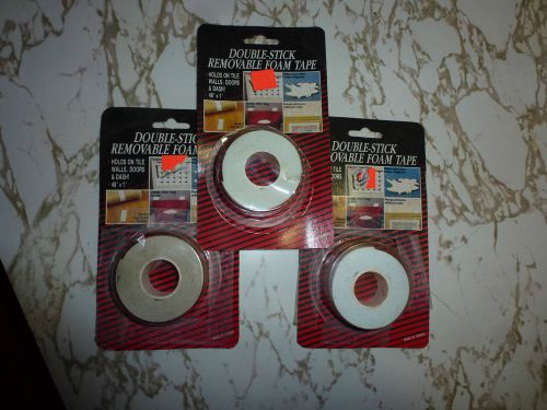 NEW 3 Packs of  Heavy Duty Double Stick Removable Foam Mounting Tape Wall 1&#034;x48&#034;