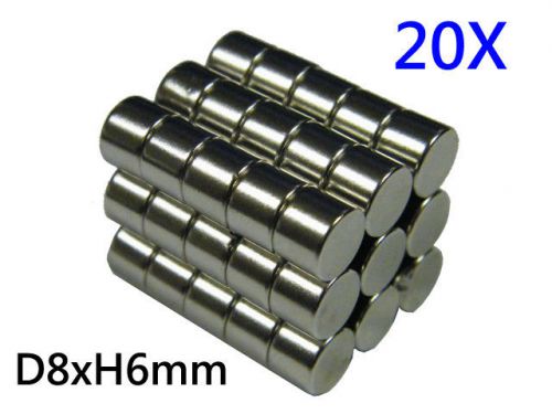 20pcs super strong neodymium rare earth magnet n38 disc 8 mm dia. x 6 mm thick for sale