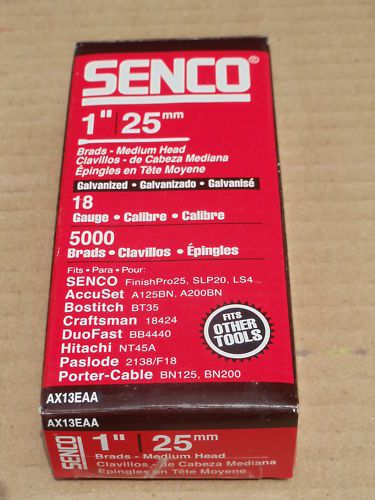3 boxes of 5000 each senco brads medium head,1&#034;,18 gauge,galvanized for sale