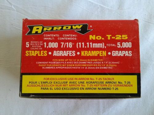 Arrow staples no. t-25 7/16&#034; 5,000 count (inv.#:3268192) for sale
