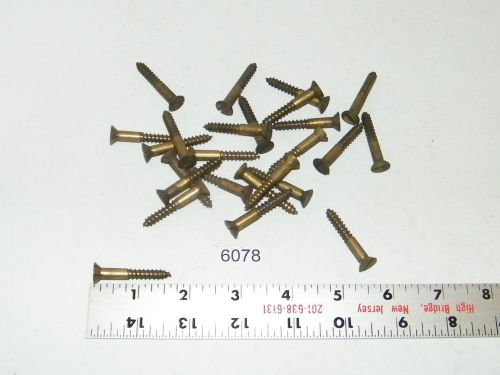 #12 x 1 1/2 slotted flat head solid brass wood screws vintage qty 25 for sale