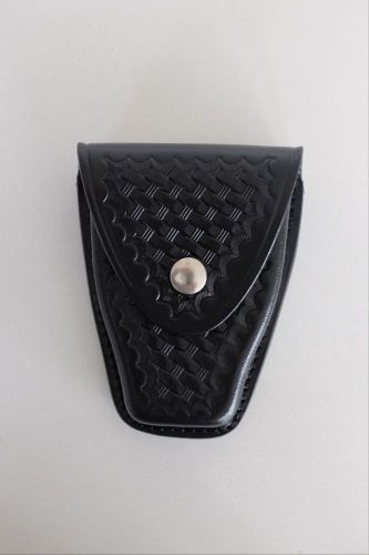Leather handcuff pouch holder for police force belt brand new basket weave for sale